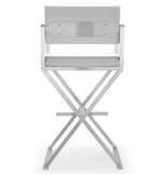 Director White Vegan Leather/Steel Bar Stool