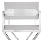 Director White Vegan Leather/Steel Bar Stool