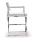 Director White Vegan Leather/Steel Counter Stool