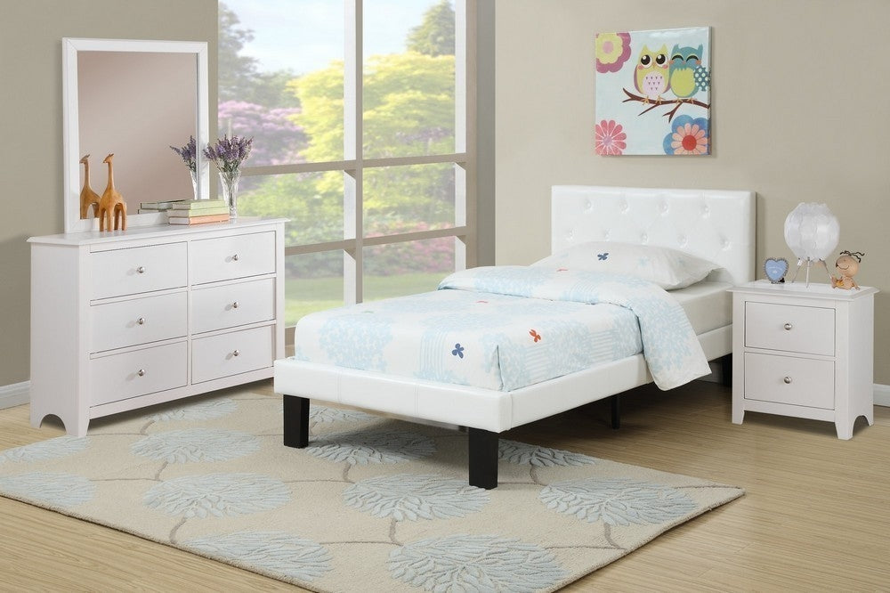 Dodie 4-Pc White Wood/Faux Leather Full Bedroom Set