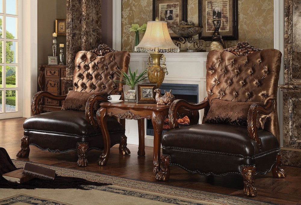 Dresden 3-Pc Golden Brown/Cherry Oak Accent Chair & Table Set