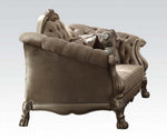 Dresden Bone Velvet/Gold Patina Loveseat with 5 Pillows