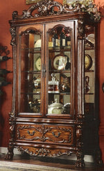 Dresden Cherry Oak Wood Curio Cabinet with 3 Glass Shelves