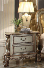 Dresden Gold Patina/Bone Wood Nightstand with Poly Decorations