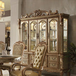 Dresden Gold Patina/Bone Wood/Glass Buffet & Hutch