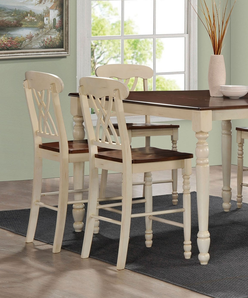 Dylan 2 Buttermilk & Oak Wood Counter Height Chairs