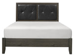 Edina Black Faux Leather/Dark Gray Wood Cal King Bed