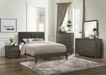 Edina Black Faux Leather/Dark Gray Wood Cal King Bed