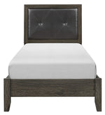 Edina Black Faux Leather/Dark Gray Wood Twin Bed