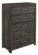 Edina Dark Gray Wood 5-Drawer Chest