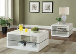 Edvige Contemporary Glossy White Wood Coffee Table