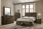 Elettra Rustic Walnut Wood King Bed with Storage