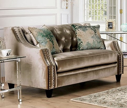 Elicia Champagne Chenille Loveseat