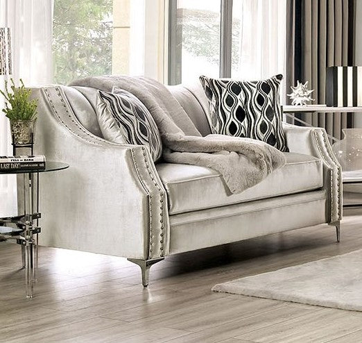 Elicia Silver Chenille Loveseat