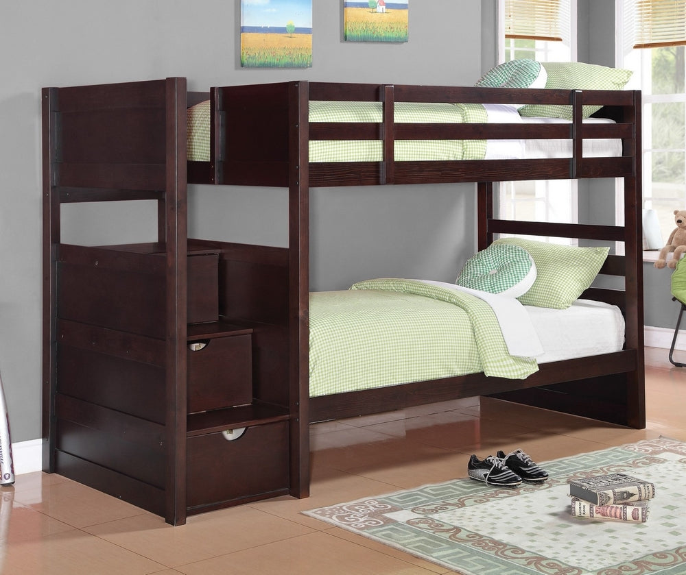 Elliott Cappuccino Wood Twin/Twin Bunk Bed