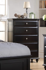 Evelyn 6-Pc Black Wood Queen Bedroom Set