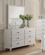 Evelyn White Wood 6-Drawer Dresser with Mirror