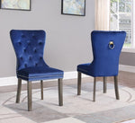 Vienne 2 Navy Blue Velvet/Wood Side Chairs