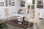 Bellamy 5-Pc White Marble/Beige Dining Table Set