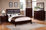 Emilia Cherry Cal King Bed with Faux Leather Headboard