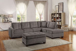 Emilio 2-Pc Taupe Fabric Reversible Sectional Sofa