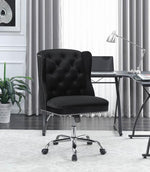 Emmalyn Black Velvet Adjustable Office Chair