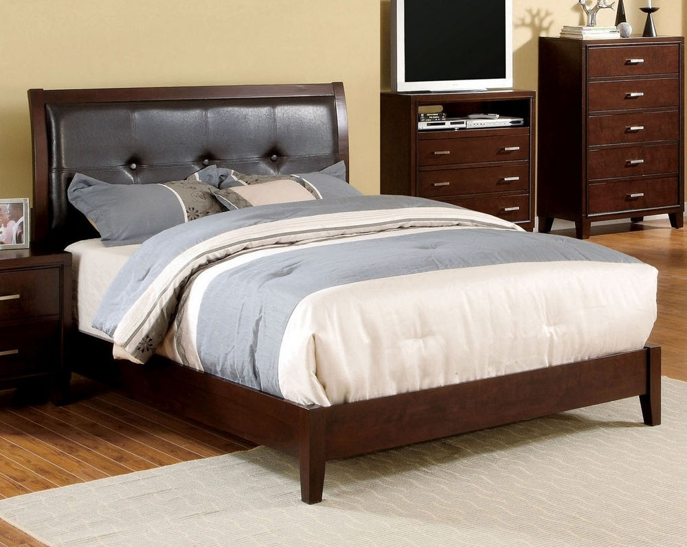 Enrico Cal King Bed with Leatherette Headboard