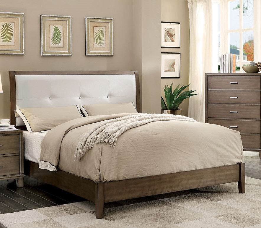 Enrico I Gray Leatherette/Wood Queen Bed