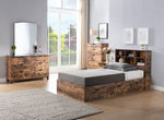 Essence Distressed Wood Finish Twin Bed with Storages