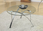 Eva 3-Pc Clear Tempered Glass/Silver Metal Table Set