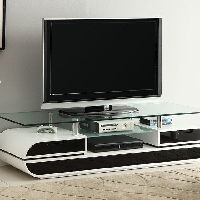 Evos Black/White Glass/Wood TV Stand