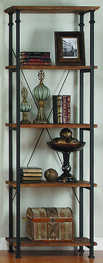 Factory Rustic Brown Wood/Black Metal Bookcase