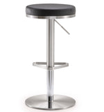 Fano Black Vegan Leather Adjustable Bar Stool