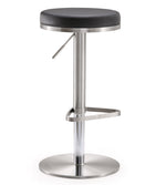 Fano Black Vegan Leather Adjustable Bar Stool