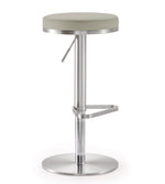 Fano Light Grey Vegan Letaher Adjustable Bar Stool