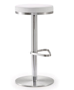 Fano White Vegan Leather Adjustable Bar Stool