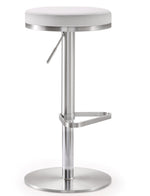 Fano White Vegan Leather Adjustable Bar Stool