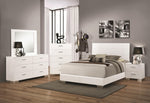 Felicity Glossy White Wood King Panel Bed