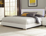 Felicity Glossy White Wood LED Lighting Cal King Bed