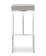 Ferrara 2 Light Grey Vegan Leather/Steel Bar Stools