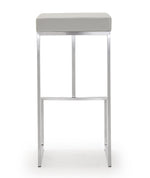 Ferrara 2 Light Grey Vegan Leather/Steel Bar Stools