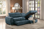 Ferriday 2-Pc Blue Fabric RAF Sectional w/Pull-Out Bed