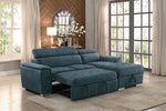 Ferriday 2-Pc Blue Fabric RAF Sectional w/Pull-Out Bed