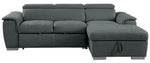 Ferriday 2-Pc Gray Fabric RAF Sectional w/Pull-Out Bed