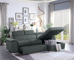 Ferriday 2-Pc Gray Fabric RAF Sectional w/Pull-Out Bed