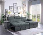 Ferriday 2-Pc Gray Fabric RAF Sectional w/Pull-Out Bed