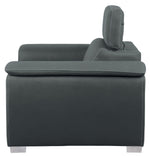 Ferriday Gray Fabric Chair with Pull-Out Ottoman