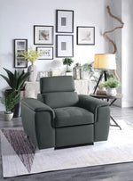 Ferriday Gray Fabric Chair with Pull-Out Ottoman