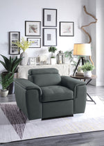 Ferriday Gray Fabric Chair with Pull-Out Ottoman