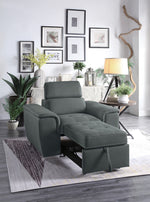 Ferriday Gray Fabric Chair with Pull-Out Ottoman